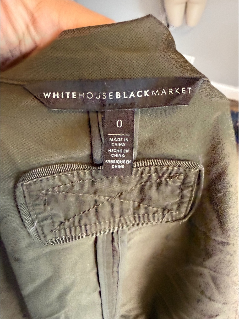White House Black Market Olive Green Belted Utility Jacket Size 0 - Picture 3 of 14